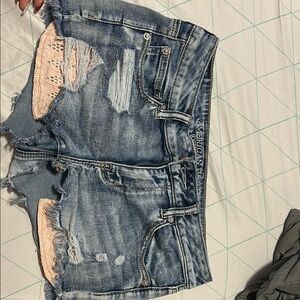 American Eagle Outfitters Women's Blue Distressed Jean Shorts